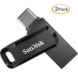 2pcs SanDisk Ultra 32 Go Clé USB à double connectique pour les appareils USB Type-C