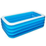 H.aetn Transparent 4-ring Paddling Pools,Extra Large Family Inflatable Pool With Pump,PVC Swimming Pool Fast Set Pool,Portable Kiddie Pool Blue 305x180x75cm
