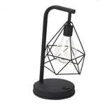 Trintion Vintage Table Lamp Geometric Wire Industrial LED Light 29 * 13.5cm Black Geometric Wire Industrial Bedside Desk Light for Living Room Coffee Bar Decor(Warm White)