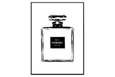 Wallstars Chanel No5 Perfume Bottle Illustration Svartvit - 30x40 cm