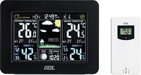 ADE Station météo WS 1503 avec Radio et capteur extérieur (Noir)