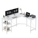 CubiCubi Bureau d'angle en forme de L avec étagères - 150 x 120 cm - Blanc