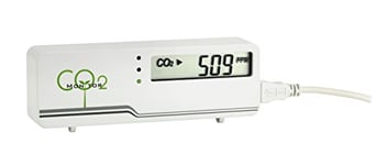 TFA Dostmann Moniteur de CO2 AIRCO2NTROL MINI, 31.5006.02, LED , surveillance du CO2, moniteur de la qualité de l'air, avec câble USB, blanc