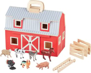 Melissa & Doug Wooden Fold & Go Barn Toy, stable and horse gift for...