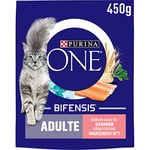 PURINA ONE Bifensis Croquettes au Saumon pour Chats Adultes Sac de 450g | Lot de 10