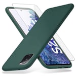 Richgle Samsung Galaxy S20 FE 4G / 5G Case & Tempered Glass Screen Protector, Slim Soft TPU Silicone Protective Case Cover Shell For Samsung Galaxy S20 FE 4G / 5G - Midnight Green RG80541