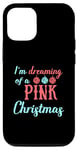 Coque pour iPhone 14 Pro Je rêve d'une joie de Noël rose