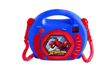 Lexibook Marvel Spider-Man Peter Parker CD Player for Kids with 2 toy Microphones, Headphones Jack, with Batteries, Blue, RCDK100SP