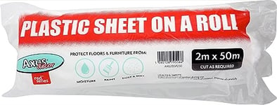 Axus Decor Polythene Dust Roll - 2m x 50m - Dust Sheets for Decorating - Waterproof & Translucent - Dust Sheets for Painting, Carpets, Hard Floors and Furniture - for Professional & DIY Enthusiasts