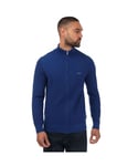 Gant Mens Cotton Pique Zipped Cardigan in Blue - Size Small