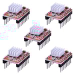 A4988 Steppermotor-drivrutmodul 5 st Steppermotor-drivrutmodul med kylfläns för RepRap 3D-skrivare