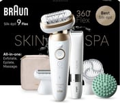 Braun Silk·épil 9 Flex SkinSpa - Epilator för enkel hårborttagning - 9-481 3D - Vit/guld