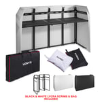 6 Sided Folding Mobile DJ Booth System, Deck Stand Shelf, Lycra Screens & Bag