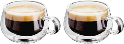 Judge Double Walled Glass Espresso Coffee Handled Cups, Set of 2, 75Ml - Vacuum 