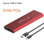 M280n rouge c-a - disque dur externe NVME SSD M2, USB boîtier SSD, 10Gbps, coque en aluminium, haute vitesse,