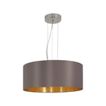 Pendant Light Colour Satin Nickel Shade Cappuccino Gold Fabric Bulb E27 3x60W