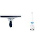 OXO Good Grips Hideaway Compact Toilet Brush, White & Good Grips Stainless Steel Squeegee