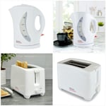 White 1.7l Electric Cordless Kettle + 2 Slice Wide Slot Cool Touch Toaster Set