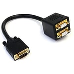 StarTech.com Câble répartiteur vidéo VGA de 30cm - 1x VGA (Mâle) vers 2x VGA (Femelle) - Noir (VGASPL1VV)