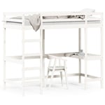 Våningssäng med skrivbord vit 90x190 cm massiv furu