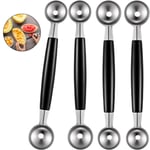 4 Pieces Double-Sided Melon Baller Stainless Steel Melon Ballers Melon Scoop for Watermelon Ice Cream