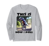 11 Year Old Birthday Party T-Rex Dinosaur Riding a Bike Kids Long Sleeve T-Shirt