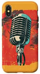 Coque pour iPhone X/XS Microphone vintage musique rétro chanteur audio