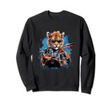 Tiger Playing Drums - Animal Tiger Lover Drum set Sweatshirt