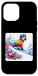 Coque pour iPhone 14 Pro Max Parrot Snowboards Casque de snowboard Motif fleurs glacées