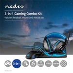 Nedis Gaming Combo Kit | 3-in-1 | Headset, Mus og musemåtte | Blå / Sort