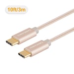 CableCreation Câble USB C Gris Espace 10FT Câble Type C vers Type C Charge Rapide 3A 60W 3m pour MacBook Pro Air Ultra/S10 Note 10,Gold- 3m