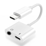 SiGN USB-C till 3.5mm AUX Adapter, 3A - Ladda & Lyssna - Vit