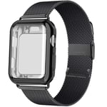 XSHIYQ Case+strap Watch Band Milanese Loop Bracelet For Apple Watch Series 5 4 3 2 42mm black