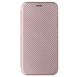 VGANA Wallet Case for MOTO Motorola G10, Carbon Fiber Waterproof Filp Book Cover. Pink
