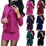 2 Pcs Women Professional Dress Suit Color Blue 2xl