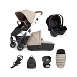 Silver Cross Tide 3in1 Travel System With Dream i-Size Car Seat & Accessory Box - Stone