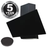 SIA EAG91BL Black 90cm Angled Glass Chimney Cooker Hood Kitchen & Carbon Filter