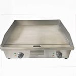DAVLEX Large Commercial Electric Steel Griddle Hotplate, Twin Sided bacon egg sausage fryer, 600mm Double Grill