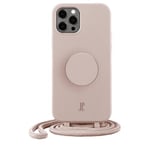 PopSockets x Just Elegance - Coque pour iPhone 12 Pro Max avec Collier Tressé amovible et un PopTop interchangeable - Rose Breath