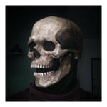 Halloween Människoskalle Mask, 3D Halloween Skalle Mask Skrämmande Mask Skalle Skrik Mask Cosplay Mask Halloween Skalle Mask, Latex Huvudöverdrag (Mörkgrå)