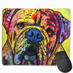 Color Art Bulldog Mouse Pad with Stitched Edge Computer Mouse Pad with Non-Slip Rubber Base for Computers Laptop PC Gmaing Work Mouse Pad