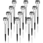Solcellslampor, utomhus LED-ljus landskaps-/gångvägslampor i rostfritt stål - 12-pack white light