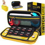 Orzly Etui pour Nintendo Switch Lite, Deluxe Housse Rigide de Rangement Zippée en Matériau Durable Anti-Choc pour la Console Nintendo Switch Lite (2019) et Ses Accessoires - Jaune