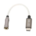 Typ C till 3,5 mm hörlursförstärkare 15 cm/5,9 tum 120 dB Hörlursförstärkare för Android PC Silver