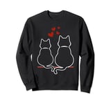 Funny Cute Heart Cat Valentines Day Cat Lover Cat Owner Sweatshirt