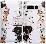 Bcov Pixel 7 Pro Case, White Black Cute Cats Leather Flip Phone Case Wallet Cove