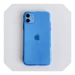 Solid Fluorescent Color Shockproof Phone Case For iPhone 11 Pro Max XR X XS Max 7 8 Plus Neon Case Soft TPU Clear Phone Cover-Dark Blue-For iPhone XR