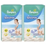 22 x Pampers Splashers Disposable Swim Pants Swimming Nappies Easy Tear Size 4-5
