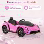 Barnelbil Lamborghini med fjärrkontroll & LED-lampor & Horn barnbil rosa