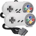 2-pack kabelanslutna SNES-spelkontroller, SNES-kontroller helt kompatibel med original SNES/SFC - [Plug and Play] (flerfärgade knappar) Colourful